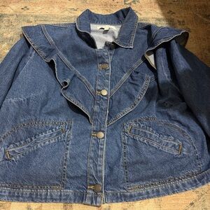 Women's Denim Jacket with Ruffle Detail